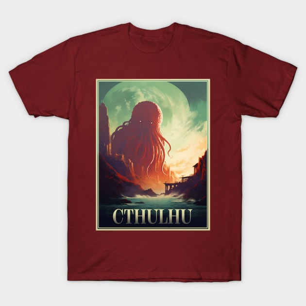 Cthulhu Poster T-Shirt by RetroPandora